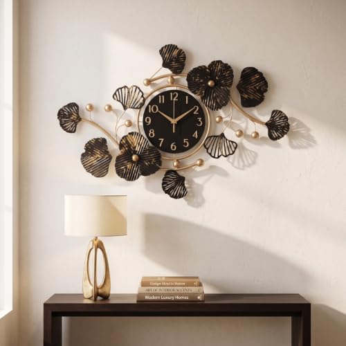 Image of Wall Clock for Office Big Size 30 Inch | Modern Metal Wall Decor Clocks for Living Room & Executive Suite | Antique Gold Black Silent Wall Watch | Designer Home Decoration Items for Wall