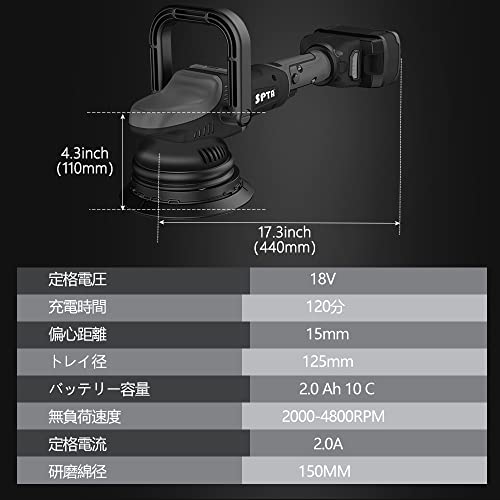 SPTA 変速電動ポリッシャー研磨パッド付き CODDAP20V の商品画像 3