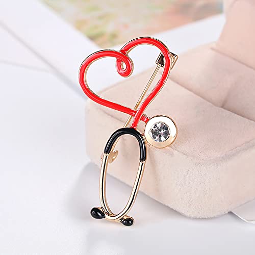 Image of Nurse Pin Stethoscope Pins Cuterus Heart-Shaped Pins Lapel Pin Personality Medical Jewelry for Women Nurse Accessories Gifts Hat Lapel Pins(Gold)