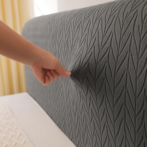Image of HOMETHREADS Stretchable Lycra /Velvet Headboard Cover | Soft, Dust-Proof & Wrinkle-Resistant Bed Back Protector | Fits Leather, Wooden & Fabric Bedsides |for 5ft to 5.5ft Beds | (Grey, 150x65cm)