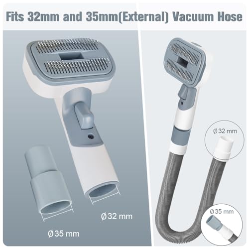 MoPei 2-in-1 Hundehaar Staubsaugerbürste zum Kämmen und Entfernen von losen Haaren, Kompatibel mit den Meisten Staubsaugern mit 32mm/35mm Flexiblem Schlauch