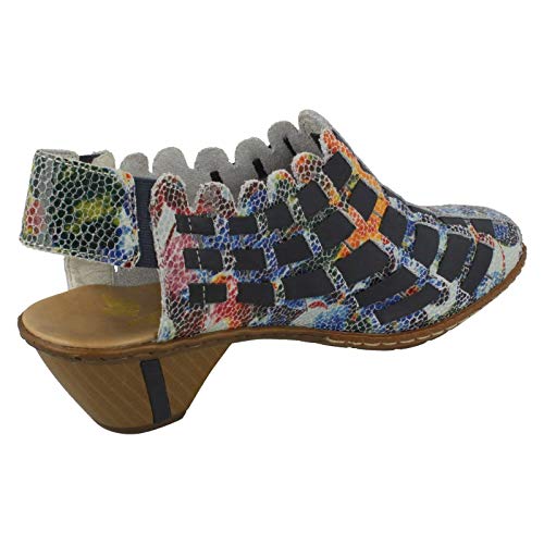 Image of Rieker 46778 Sina Women's Heels - Sling-Backs, Leather Upper, Hand-Woven Design, Anti-Stress Comfort, Flexible Sole, Secure Fit, and Timeless Everyday Style
