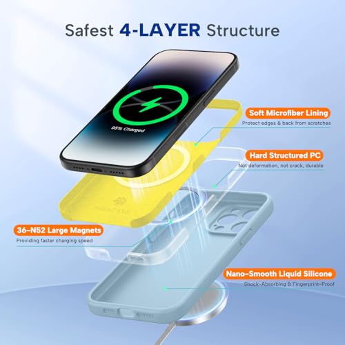 Image of Miracase Magnetic for iPhone 14 Pro Max Case, [Soft Anti-Scratch Microfiber Lining], Compatible with MagSafe, Silicone Shockproof Protection Phone Case for iPhone 14 Pro Max,Clove Purple