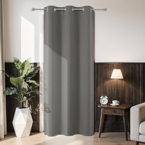 Joydeco Blackout Door Curtain for Doorway Privacy 78 Inches Long, Grommet Closet Curtain for Open Closet, Room Divider for Bedroom Living Room (Light Grey, 40Wx78L, 1 Panel) Light Grey 40"W