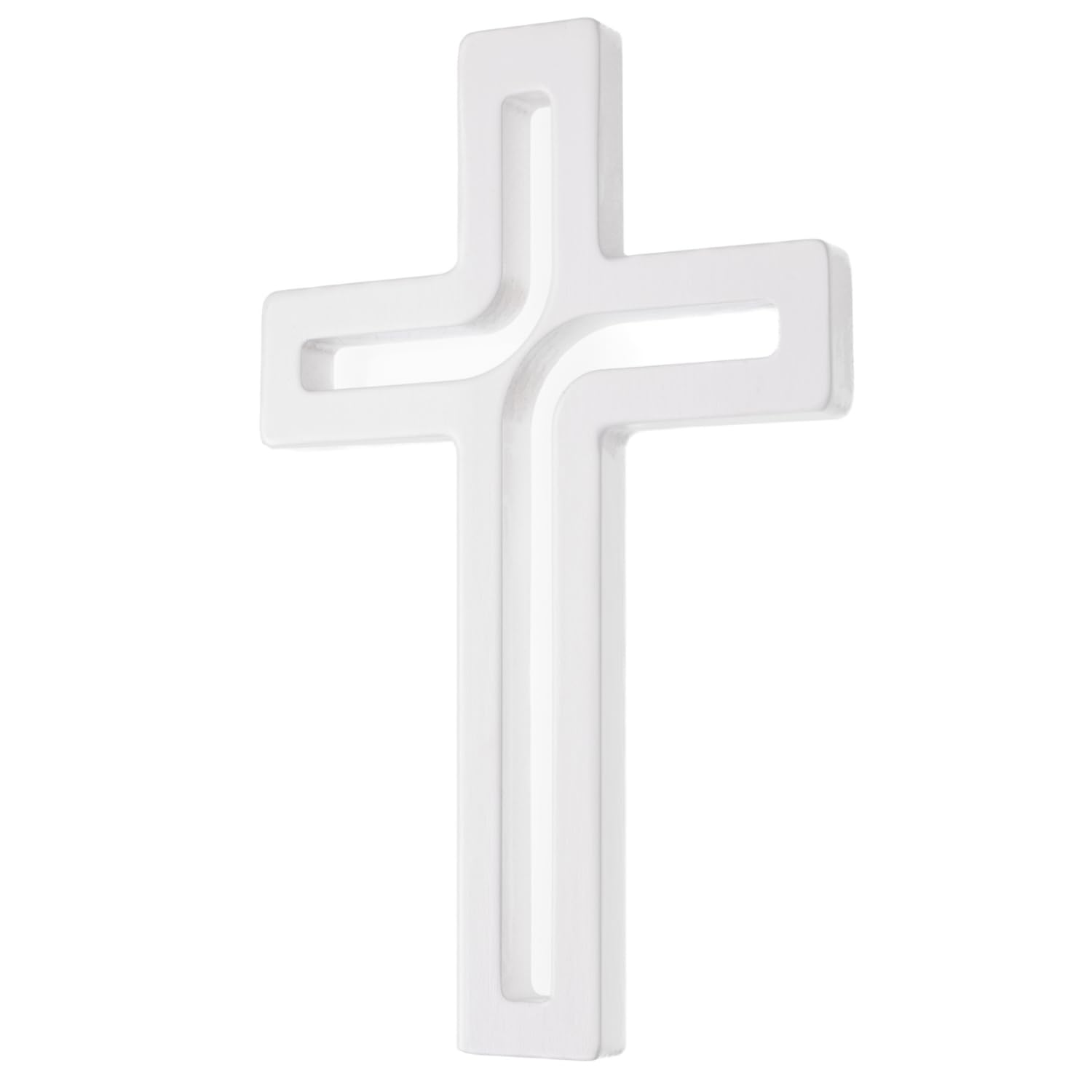Drewniane Krzyże Croce sospesa in legno di faggio, moderna da parete, crocifisso, superficie liscia, da appendere, croce in legno (bianco, 25 x 16 x 1,6 cm)