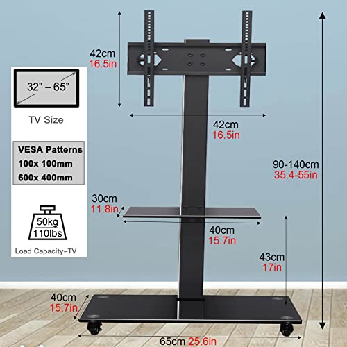 Soporte de piso para TV de 50 a 65 pulgadas con ruedas miniatura 3