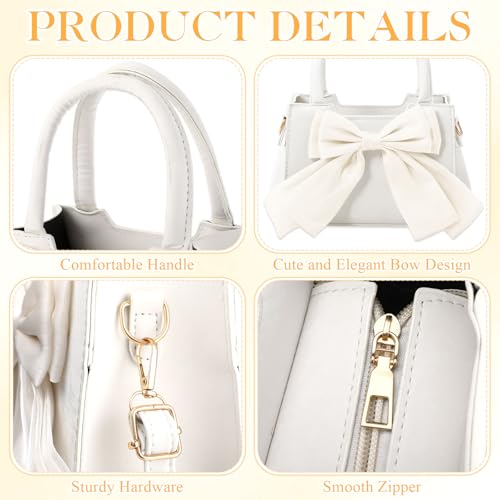 Abbylike Cute Purses for Women Leather Crossbody Handbags with Bow Charm, Adjustable Shoulder Strap and Top Carry Handle4