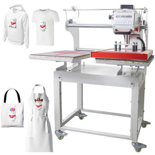 InkSonic 16x24 Inch Large Auto Pneumatic Dual Heat Press Machine, for DTF & Sublimation Transfer T-Shirt, Sliding Side Commercial Heat Press, with Infrared Positioning & Movable Stand