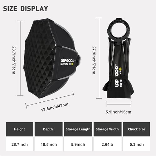 Bowens Mount Softbox 24''/60CM Handheld Quick Set-up, S-Type Bracket Compatible with Godox Canon Sony Fuji YongNuo Flash AD200PRO V1 TT600 V860III 430EXIII SB500 YN320EX YN560