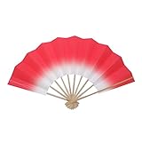 [浅草きもの市] ぼかし 舞扇子 白竹 9寸5分 [赤 日本製] お稽古に 舞踊や祭りダンスにも