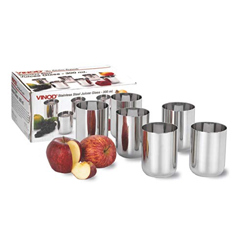 Image of Vinod Stainless Steel Juicee Glass - Six Glasses in one Box (300 ml)