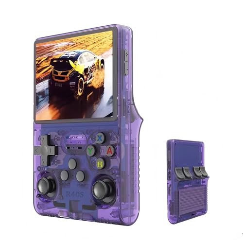 R40S Consola Retro Portátil - 256GB 45,000+ Juegos, Pantalla IPS 3.5 Pulgadas 30 Emuladores, Batería 3800mAh Mini Consola de Juegos Portátiles (Morado)