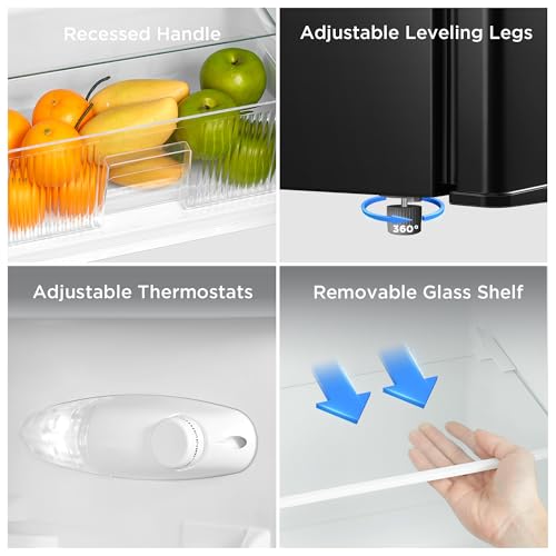 Image of Midea MERM45S3ABB 4.5 Cu.ft Mini Fridge with Freezer,with Internal Light, Adjustable Thermostat, Reversible Door, Low Noise for Dorm, Office, Bedroom Black