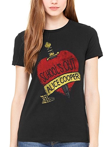 Official Alice Cooper Schools Out Women’s T-Shirt American Singer Vincent Damon Furnier - Les Beatles, Paul McCartney, John Lennon, RIngo Starr, George Harrison Official Alice Cooper Schools Out Women's T-Shirt American Singer Vincent Damon Furnier