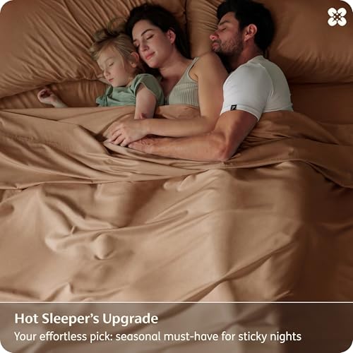 Image of Bedsure Full Size Bed Sheets, Cooling Sheets, Rayon Derived from Bamboo, PureWoven, Breathable & Soft, Deep Pocket Up to 16 Inches, Hotel Luxury Silky Bedding for Hot Sleepers, Khaki