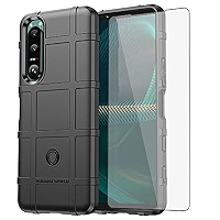 Asuwish Cover Per Sony Xperia 5 III Con Protezione Vetro Temperato - Custodia Morbida TPU Antiscivolo Blu - Supporta Ricarica Wireless