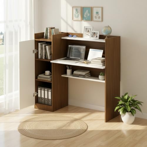 Image of FURNEASER Florian Engineered Wood Study Table for Home & Office, Computer & Laptop WFH Workstation, Gaming Table with Storage, Large Writing Desk for Students & Professionals