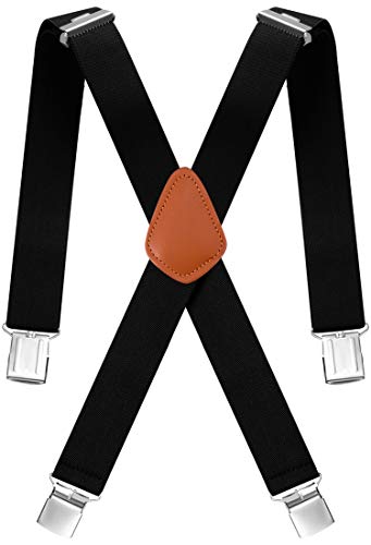 WIN.MAX Bretelles de pantalon de moto pour homme réglables élastiquées Forme en X  Fermetures robustes en métal(Noir 01)