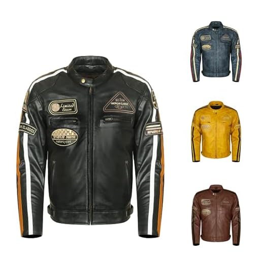 Generico Giubbotto Moto Uomo in Pelle di Agnello – Stile Café Racer & Custom Harley | Vintage Cerato a Mano con Protezioni CE