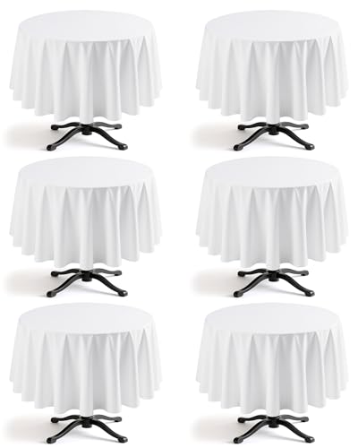 Image of Niuara White Polyester Table Cloth, 6 Pack, 90 in