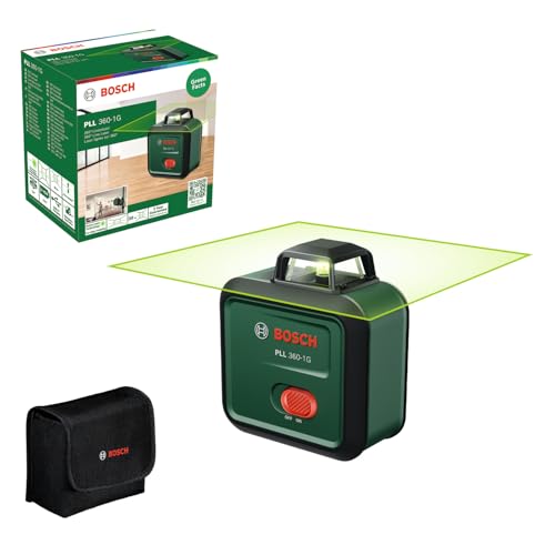 Bosch Linienlaser PLL 360-1G (360° grüner Laser, selbstnivellierend, ±0,4 mm/m Genauigkeit, integrierter Lithium-Ionen-Akku, Laden über USB-C®, im Karton)