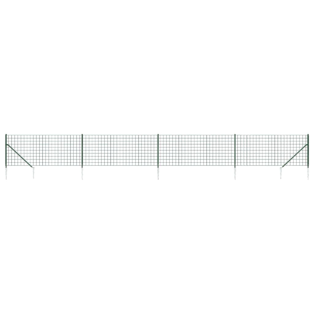 Wire Mesh Fence with Spike Anchors Green 0.8x10m Galvanised PVC Coated Garden Fencing Roll for Animal Enclosure Property Barrier Security