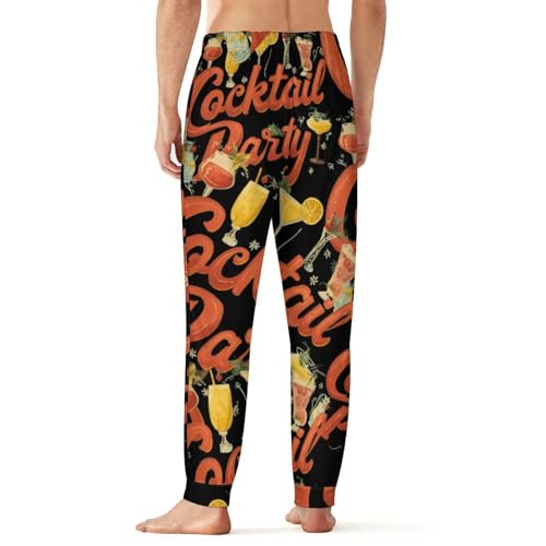 Cocktail Party Vintage 80s Men's Pajama Bottoms Sleep Lounge Soft Comfy Pants Sleepwear3