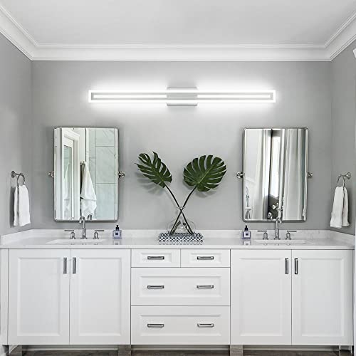 Image of SOLFART Bathroom Vanity Light Fixtures 48 Inch Led Brushed Nickel Bathroom Light Fixtures 6000K