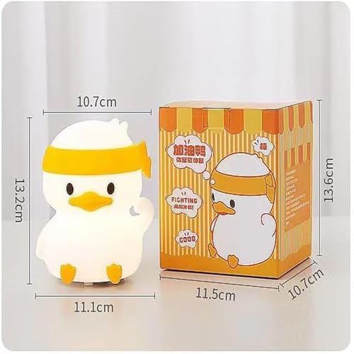 Image of Adorable Silicon Fighting Duck Night Light for Nursery | Soft Silicone, Tap Control, 7-Color Soothing Night Lamp |Rechargeable Light with USB Cable Perfect for Kids Bedside & Home Decor Gift