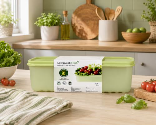 Image of LocknLock Fresh Block 2.2L Food Storage Containers (Pack of 1) | Airtight Fridge Storage Box with Air Vent System | BPA-Free Vegetable, Fruit & Grocery Storage Container