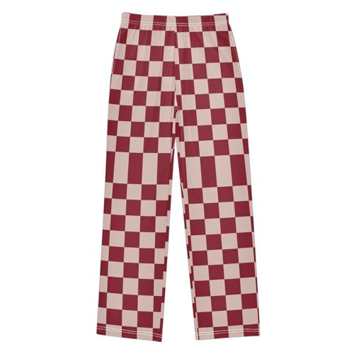 Red Pink Checkerboard A Pajama Pants Long Sleep Pant Soft PJ Bottoms Sleepwear