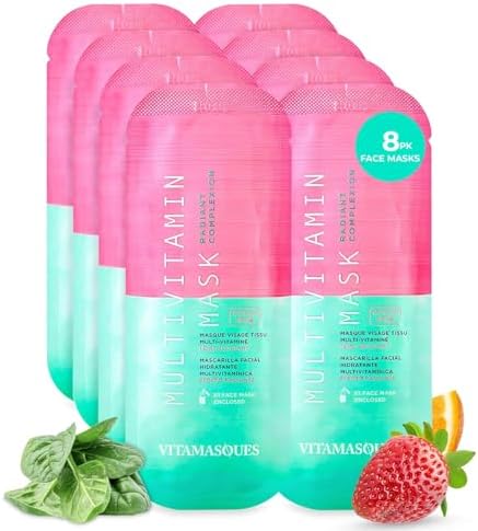 Vitamasques Multivitamin Hydrating Face Masks Skincare Sheet 8-Pa...