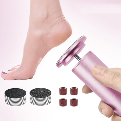 Lima eléctrica de pies FootHealth con 60 lijas y 20 cabezales en rosa para pedicura