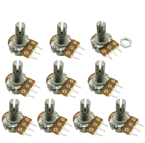 Ferwooh 10PCS B20K 20K Ohm Adjustment Single Linear Rotary Taper Potentiometer Shaft 15mm