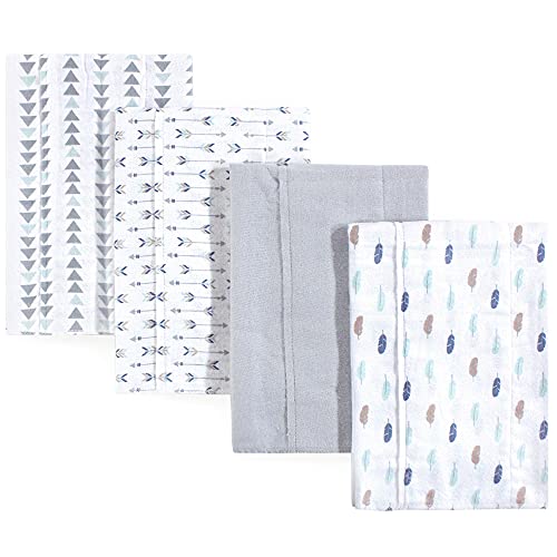 Image of Luvable Friends Unisex Baby Cotton Flannel Burp Cloths, Boy Feathers, One Size
