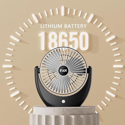 Image of 4000mAh High Speed ๐๐๐๐ก๐๐ซ๐ ๐๐๐๐ฅ๐ Table Fan for Home, ๐๐ฌ๐๐ข๐ฅ๐ฅ๐๐ญ๐ข๐ง๐ ๐๐๐ง with ๐๐๐ ๐๐ข๐ ๐ก๐ญ | ๐๐๐ ๐๐๐ซ๐ฌ๐จ๐ง๐๐ฅ Fan, ๐ ๐๐ฉ๐๐๐ (F0 - Black)