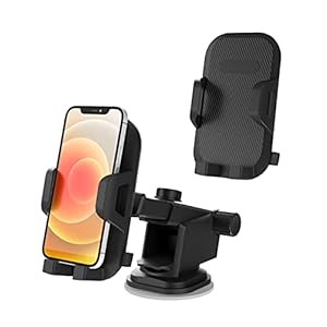 TALK WORKS Car Windshield & Dash Phone Holder Compatible w/iPhone 15/15 Pro/15 Pro Max, 14/14 Plus/14 Pro/14 Pro Max, 13/Mini/Pro/Max, Apple & Android Smartphones-Adjustable Suction Mount (Black)