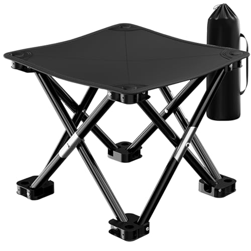 HOUSLUX Folding Stool – Collapsible & Stable with Carry Bag, 33 * 33 * 33cm, Perfect for Picnics, Fishing & Games (1, L)