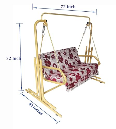 Image of s k modern art Swing with Stand | Jhula for Adults with Cushion for Home /Patio (Three Seater, Golden)