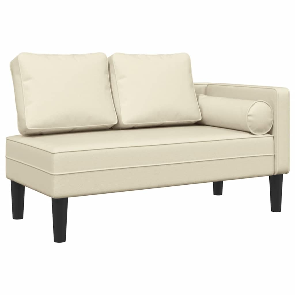 vidaXL Sdraio con Cuscini Crema in Similpelle, divano letto, divano imbottito, seduta da soggiorno, dormeuse, seduta da salotto, divano 2 posti
