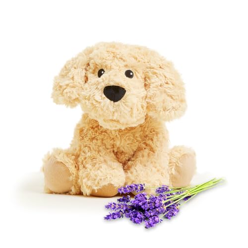 Image of warmies Golden Dog Microwavable, Hot or Cold for Cool Relaxation and Warm Relief, Lavender Scented Cozy Plush Animal