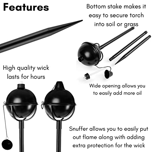 Birdrock Home 2Pk Bora Bora Outdoor Torches - Easy To Refill Citronella - Flame Light Torch - Backyard Outside Patio Lighting - Metal Lamp - Decorative Urban Lantern #TOP2