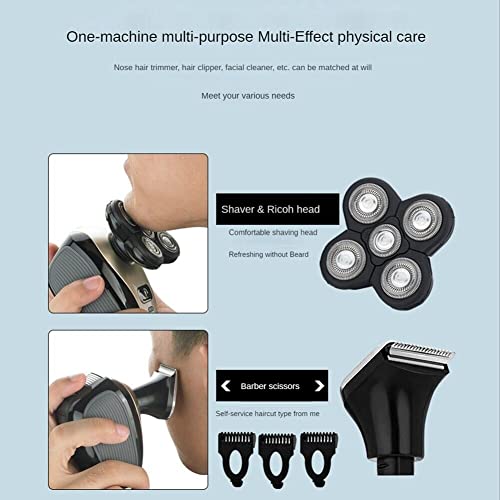 The-Perfect-Part-5-in-1-Rotary-Electric-Razor-Bald-Head-Shaver-4D-Rechargeable-and-Cordless-Beard-Trimmer-Includes-Skull-Shaver-Clippers-Nose-Hair-Trimmer-Face-Scrubber-Facial-Cleansing-Brush