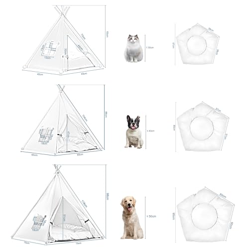 EUGAD Tipi Zelt für Haustiere mit Kissen Haustierzelt für Hunde/Katzen,Katzenhaus Indoor Abnehmbar Waschbar,Tipi Hundezelt Haustierhöhle für Meerschweinchen Kaninchen Hamster Kätzche 75x75x98cm