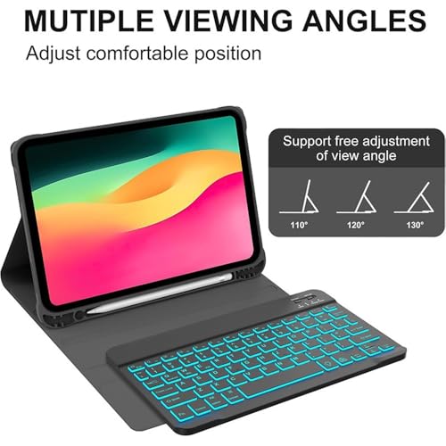 Étui de protection iPad 10e génération 11 pouces avec clavier rétroéclairé