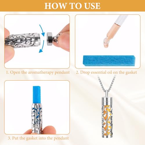 Duftkette äTherisches öL Halskette FüR Damen Kette Mit DuftanhäNger Duftkette Aromatherapie Halskette Diffuser Edelstahl Diffusor Halskette Duftkette äTherisches öL Halskette FüR Damen Mit 10 Dichtung