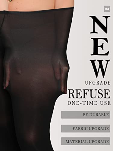 DORALLURE Oversize Plus Size Tights for Women, Solid Color Soft Footed High Waist Pantyhose4