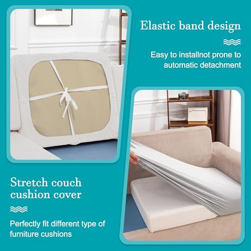 Image of 14Pcs Stretch Patio Cushion Covers,Outdoor Couch Covers Replacement,Outdoor Couch & Sofa Slipcovers,for Patio Furniture Cushion Covers,Washable Reusable Furniture Protector (Jade White,Cover Only)