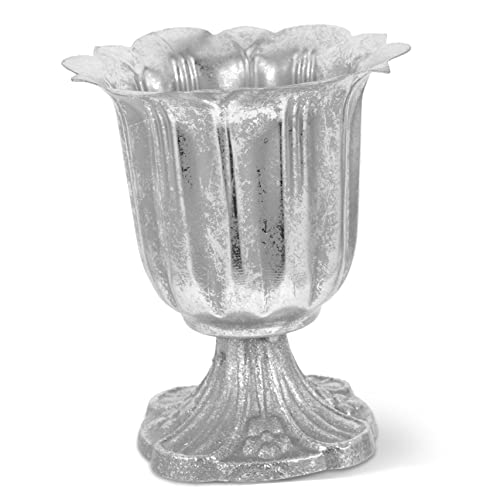 Amosfun Metal Flower Vase Roman Column Flowerpot Cast Iron Base Home Decor for Garden Cottage Style Planter