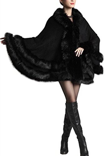 Women Luxury Bridal Faux Fur Shawl Wraps Cloak Coat Sweater Cape